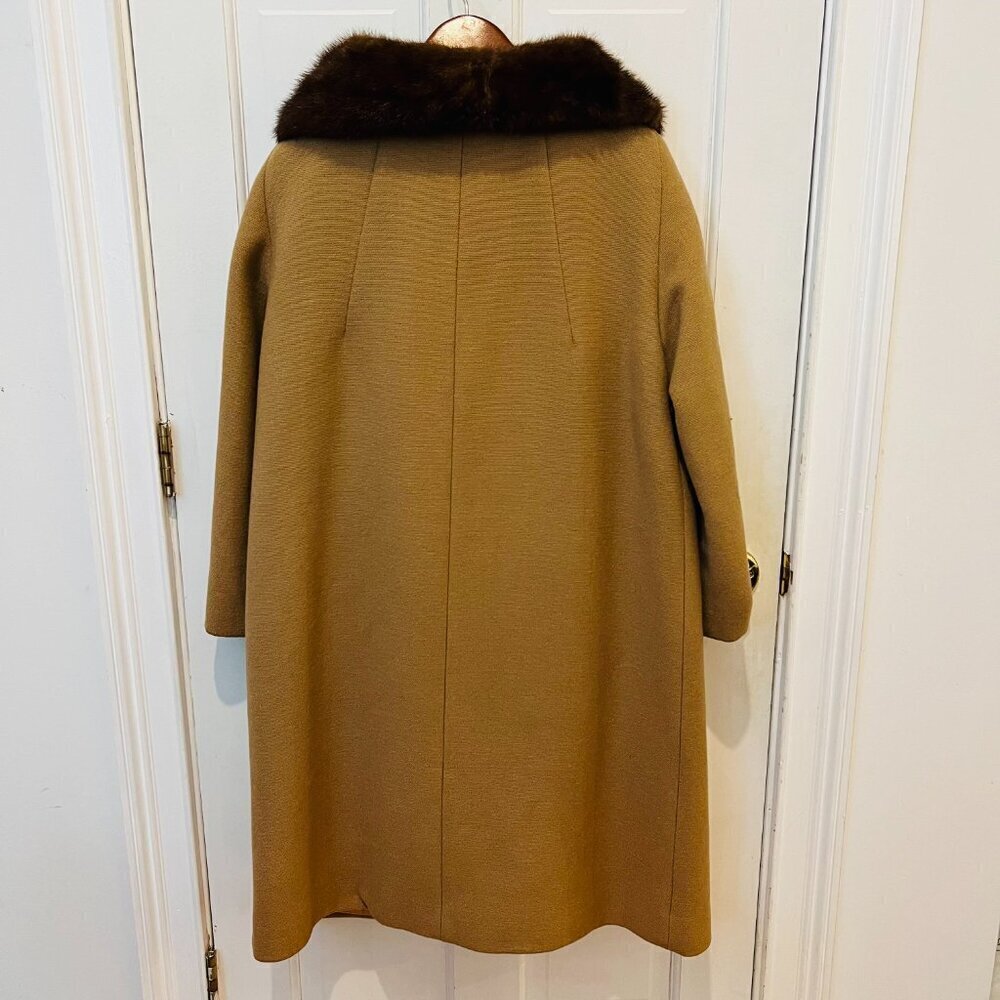 Vintage Wool Coat with Mink Collar Union USA Made- Size Medium - Picture 12 of 16